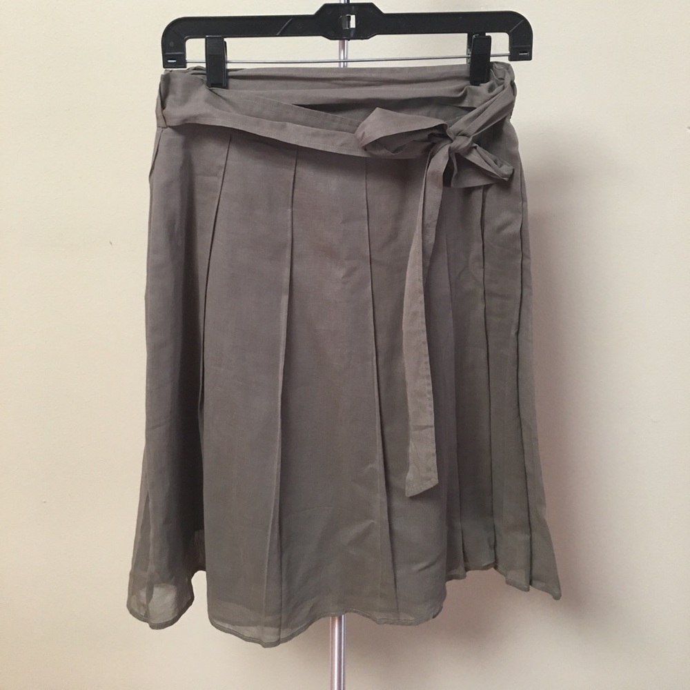 Theory olive pleated wrapping skirt 2