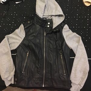 Hooded leather Jacket