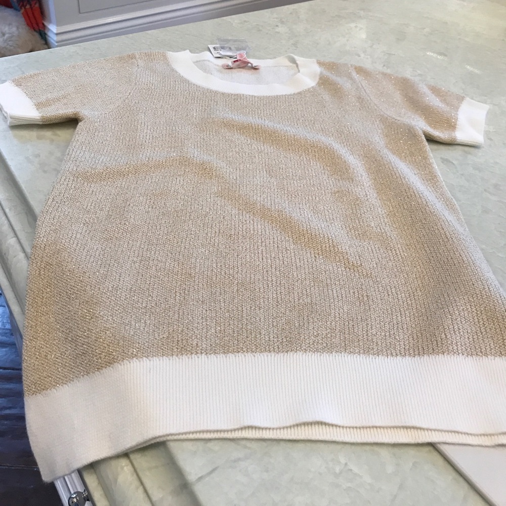 Bonpoint Short Sleeved Sweater with Lurex Thread