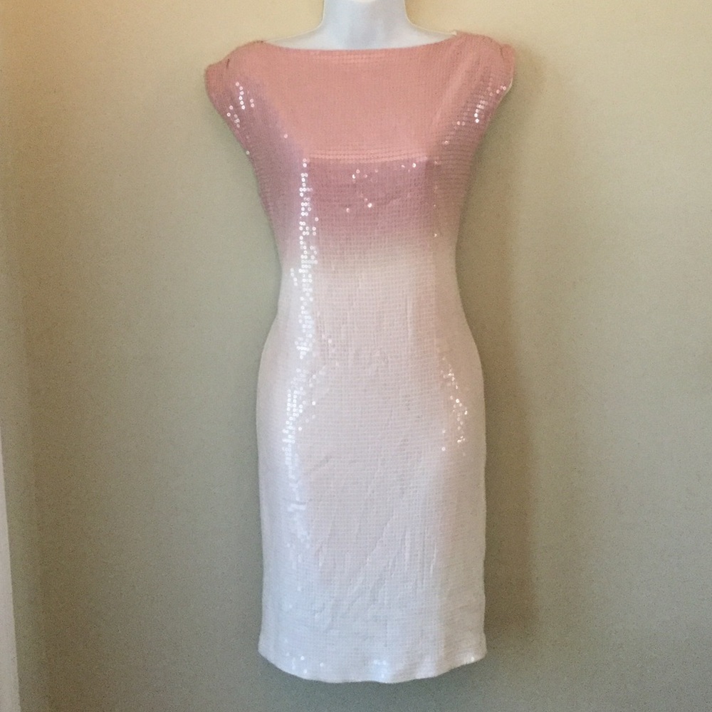 Alice + Olivia pink/cream ombré sequin dress sz S