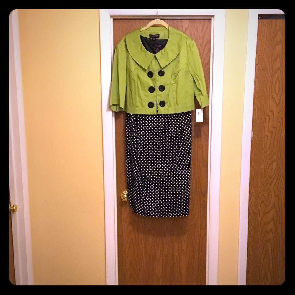 Black & white polka dot sleeveless dress & jacket