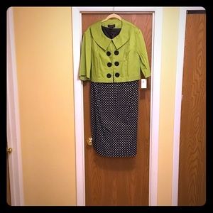 Black & white polka dot sleeveless dress & jacket