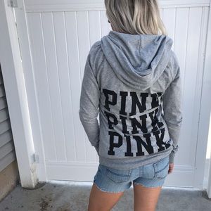 PINK hooded long sleeve tee