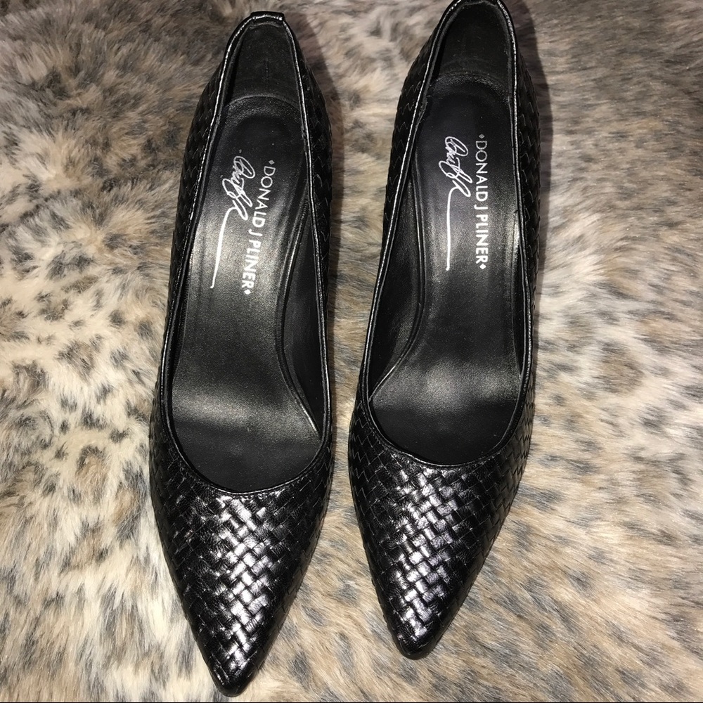 SOLD-Donald J. Pliner Black Woven Heels - Picture 2 of 8