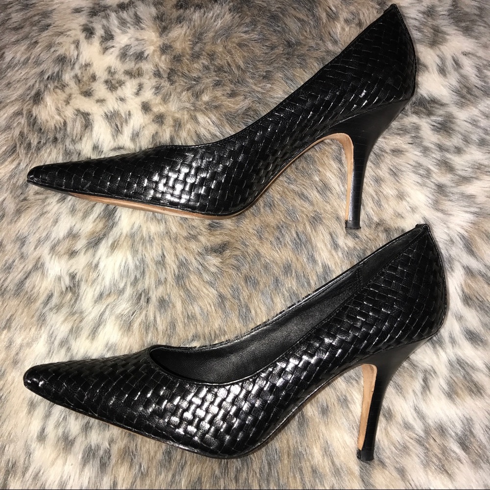 SOLD-Donald J. Pliner Black Woven Heels - Picture 5 of 8