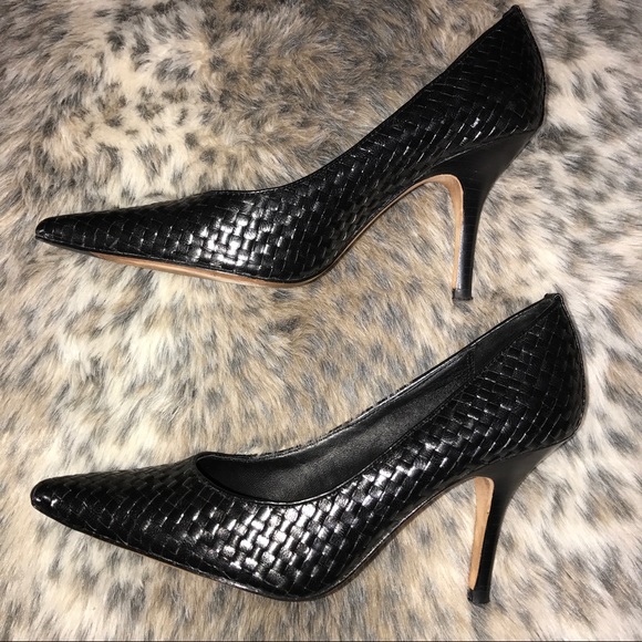 SOLD-Donald J. Pliner Black Woven Heels - Picture 5 of 8