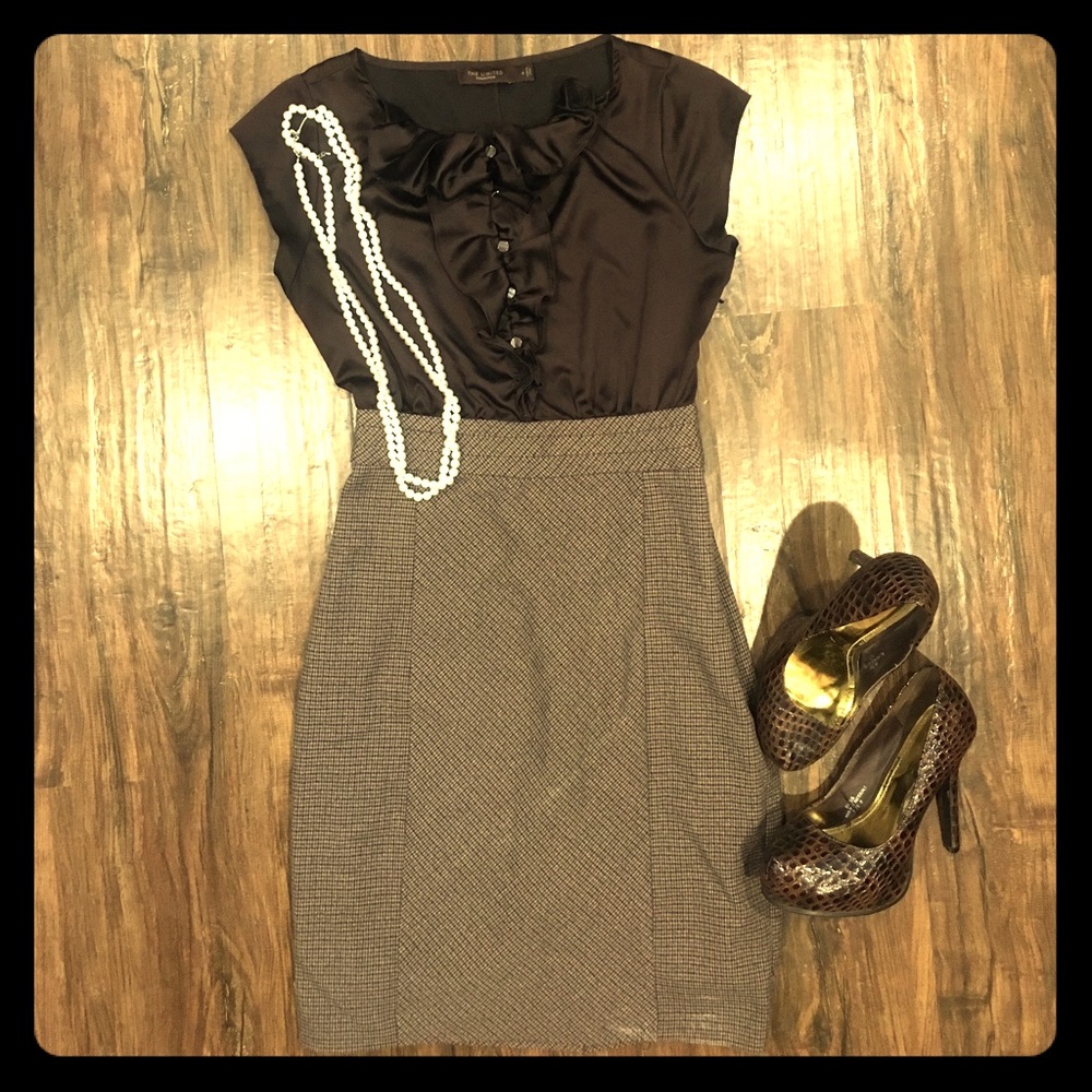 The Limited Brown two-tone sheath dress