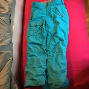 blue North Face snow pants