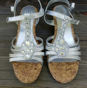 Jeweled Silver Sandals