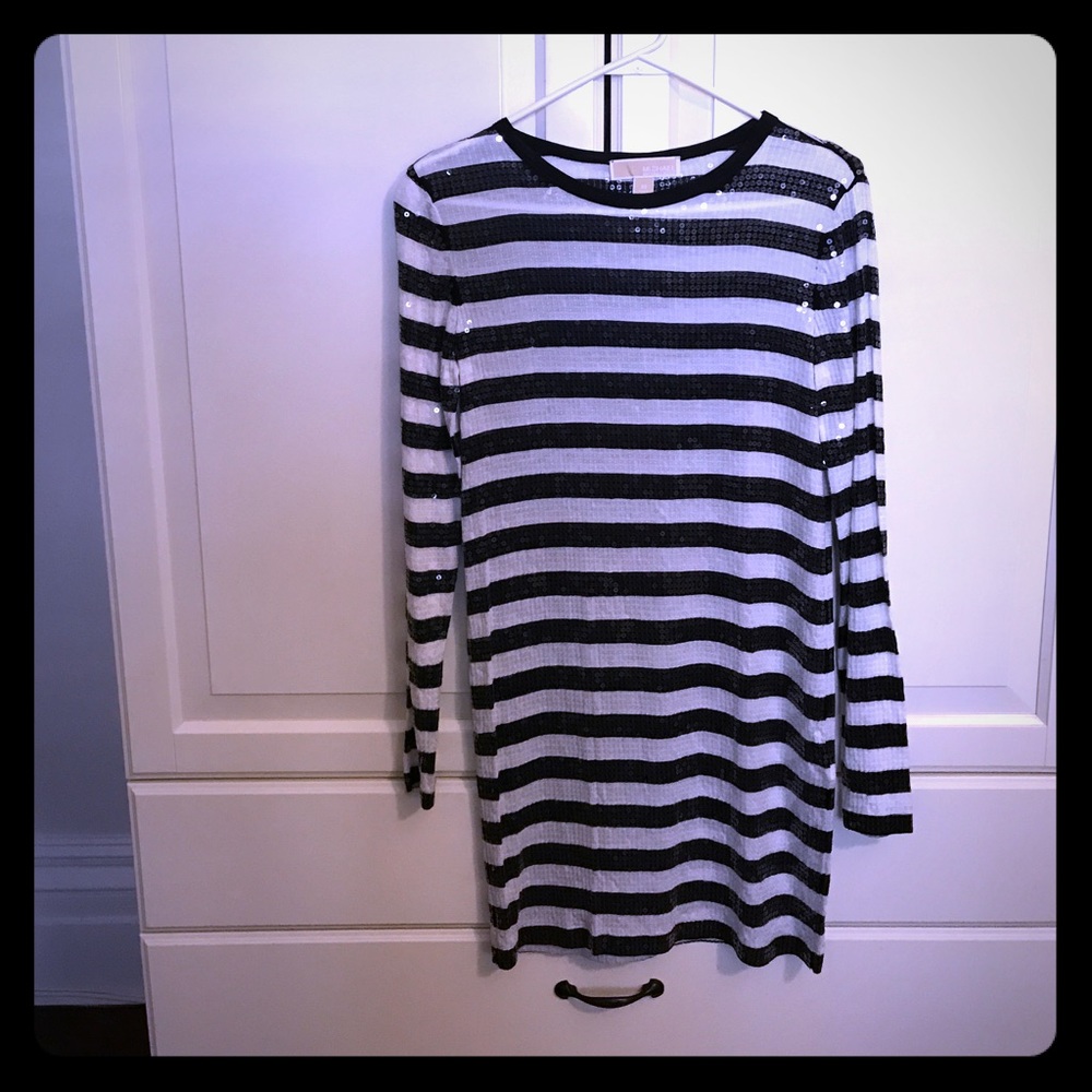 Black/white sequin long sleeve Michael Kors dress