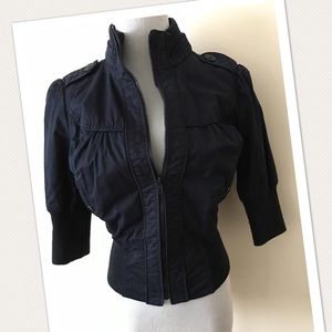 F21 Dark Navy Blue/Black Summer Bomber Jacket