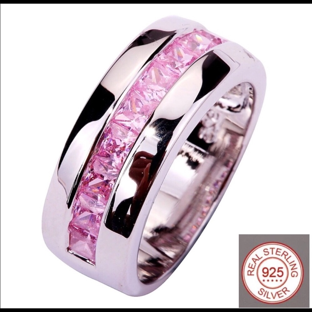 Beautiful .925 Sterling Silver and Pink CZ Ring