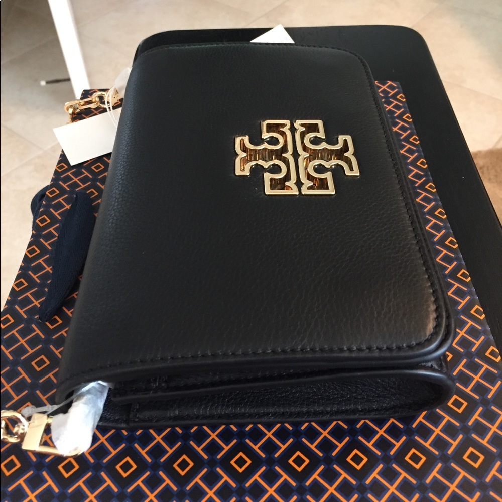 🆕Tory Burch Britten Combo Crossbody Black Leather - Picture 4 of 8