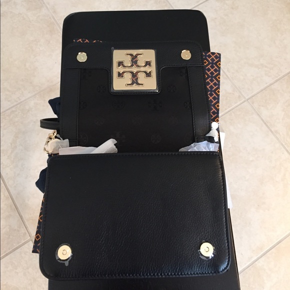 🆕Tory Burch Britten Combo Crossbody Black Leather - Picture 6 of 8