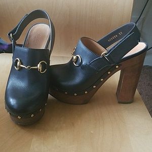 Gucci Amstel horsebit high heel clogs