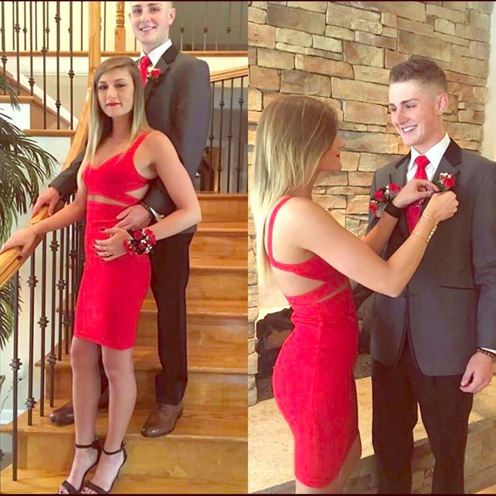Red two piece dress