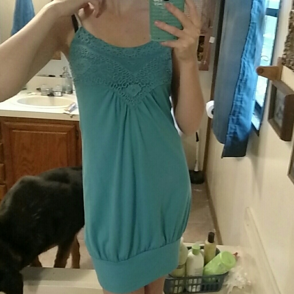 Cute aqua mini midi dress