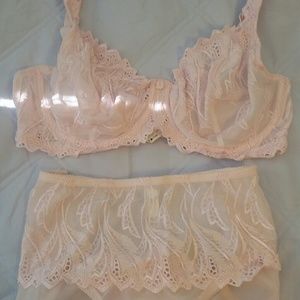 Sexy Pink Lace Bra & Panty Set NWOT 36D