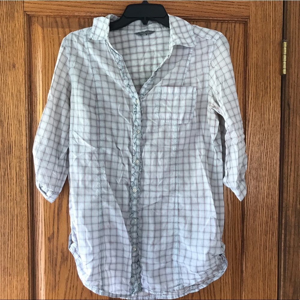 Rubbish by Nordstrom plaid ruffle button down