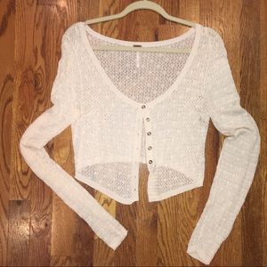 Free People Long Sleeve Cut Off Cardigan