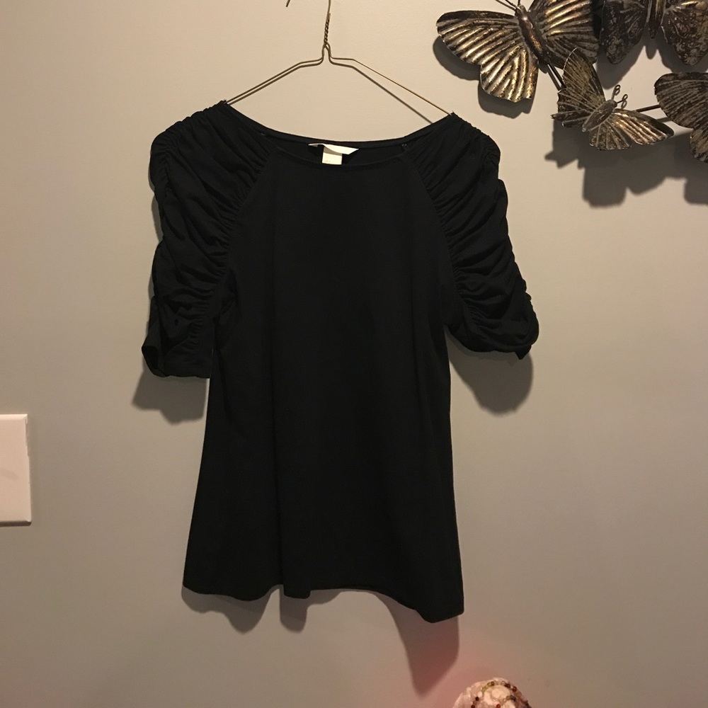 Black ruffled sleeve shirt