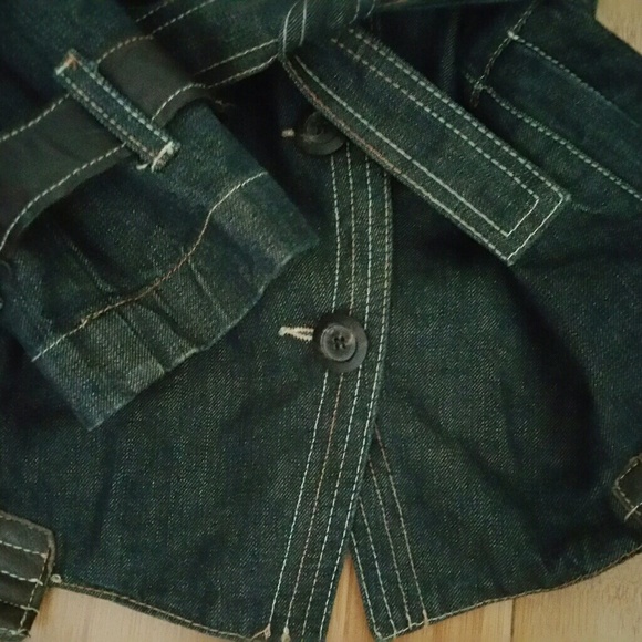 TR- 900 Drk blue denim blazer w leather detail - Picture 4 of 4