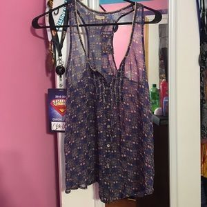 Arie See through floral and gold trimmed tank