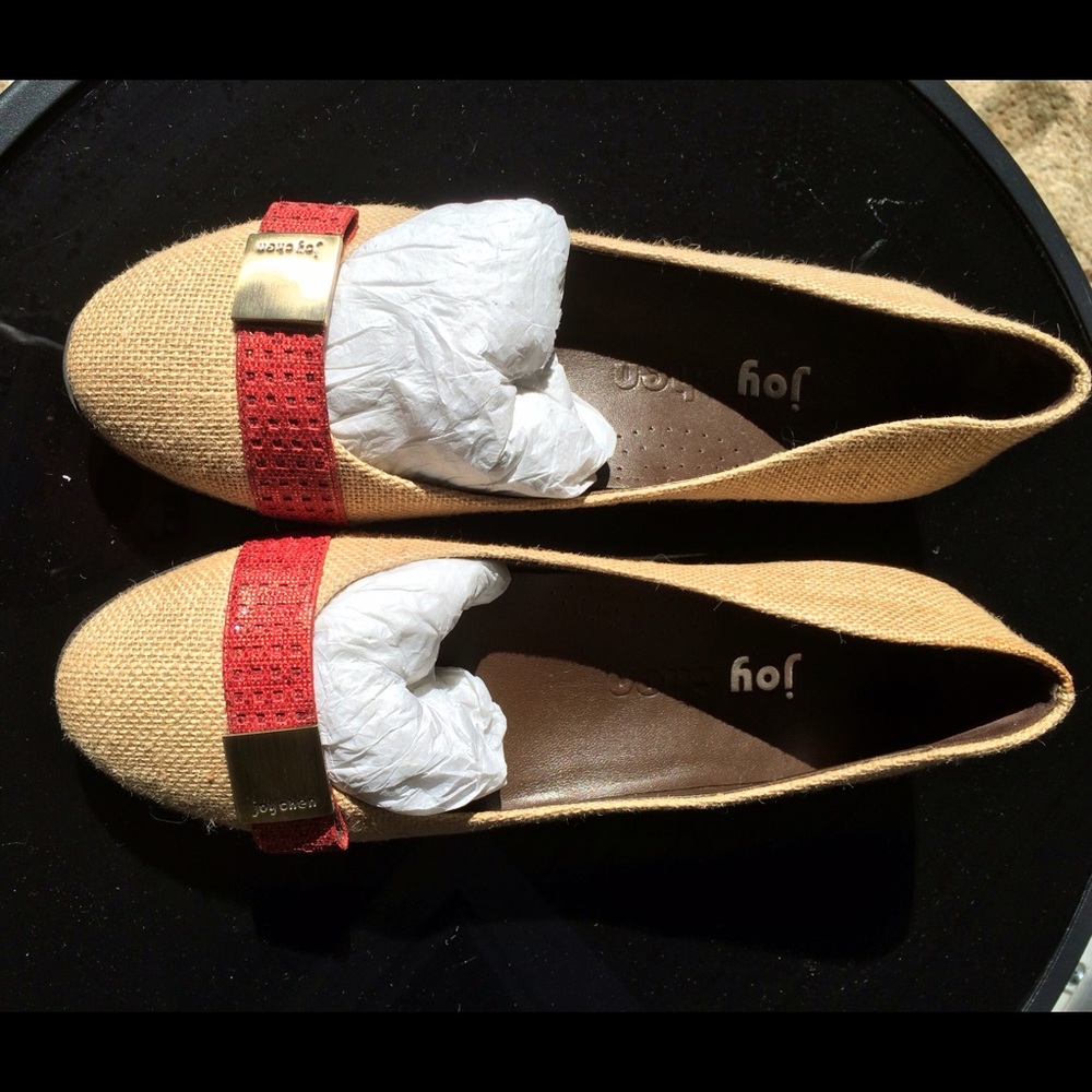 Joy Chen linen and leather flat