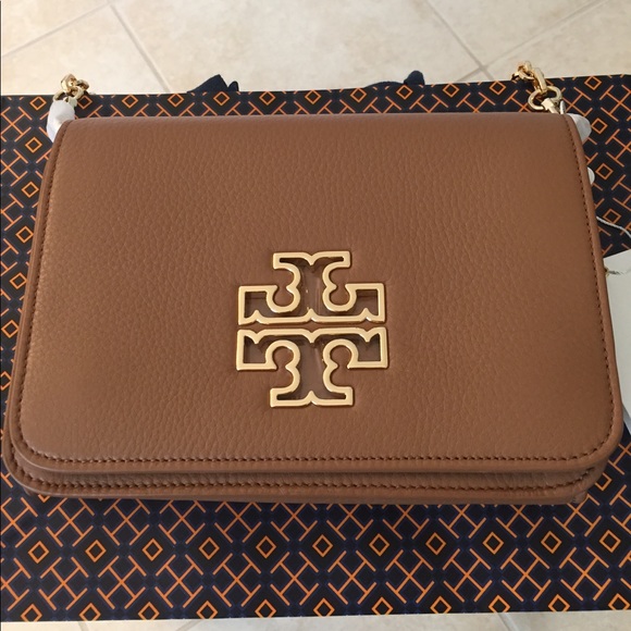 🆕Tory Burch Britten Combo Crossbody in Bark color - Picture 4 of 8
