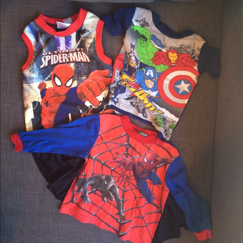 Spider-Man Lot Avengers Superhero Pajama Tees 3T
