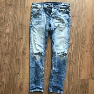 Acid Wash Slim Distressed Jeans
