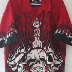 Steve and Barry's Small Skull & Flames Button Up