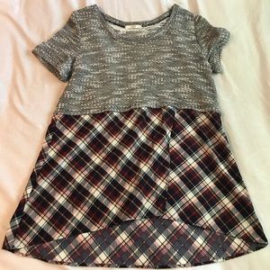 **LAST CHANCE** Plaid & knitted combo top