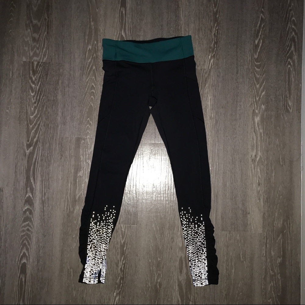 Lululemon Black & Green Reflective Tight