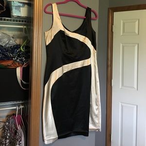 Cream and black slip dress