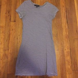 Navy and white pin-striped t-shirt dress
