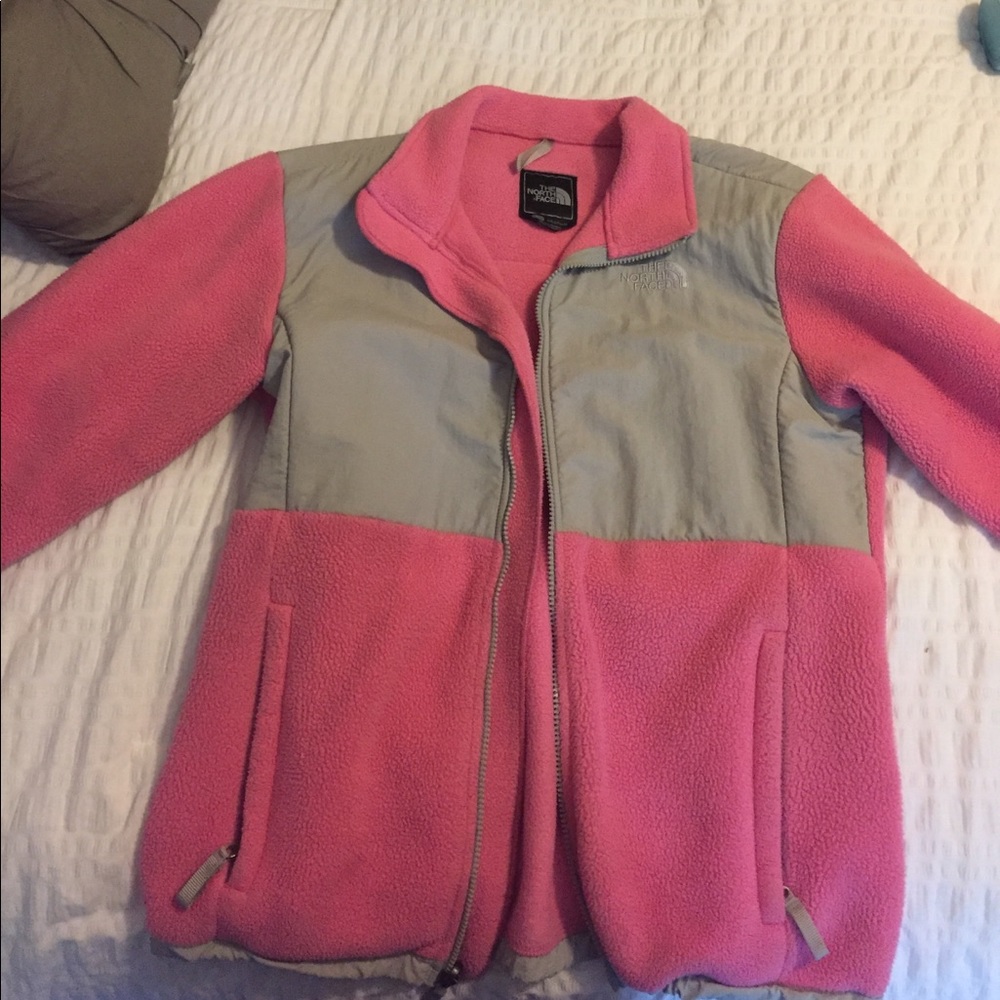 Pink and grey North Face Zip Up Jacket