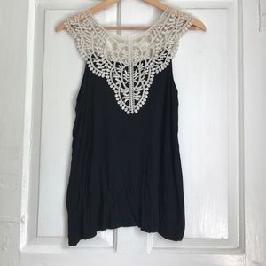 Crochet lace and jersey top by Willi Smith
