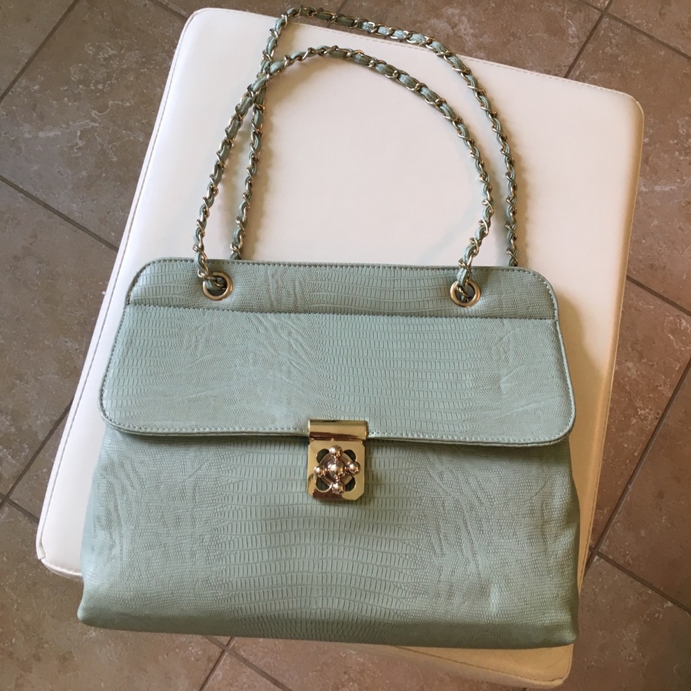 Aqua color purse.