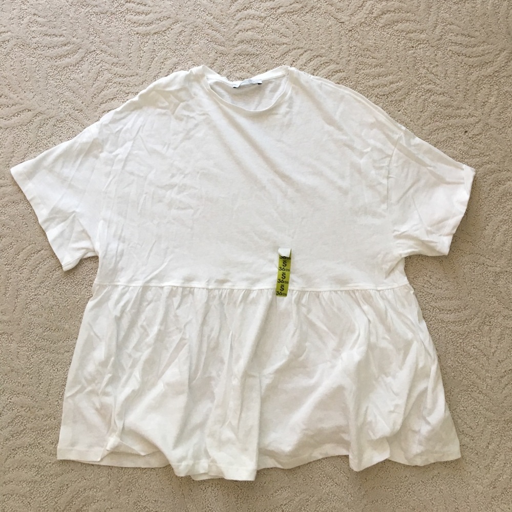 Zara Summer Collection White Short Sleeve Top