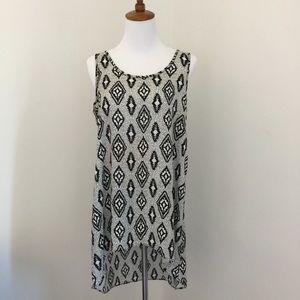 Asymmetric monochrome print tunic top/dress L