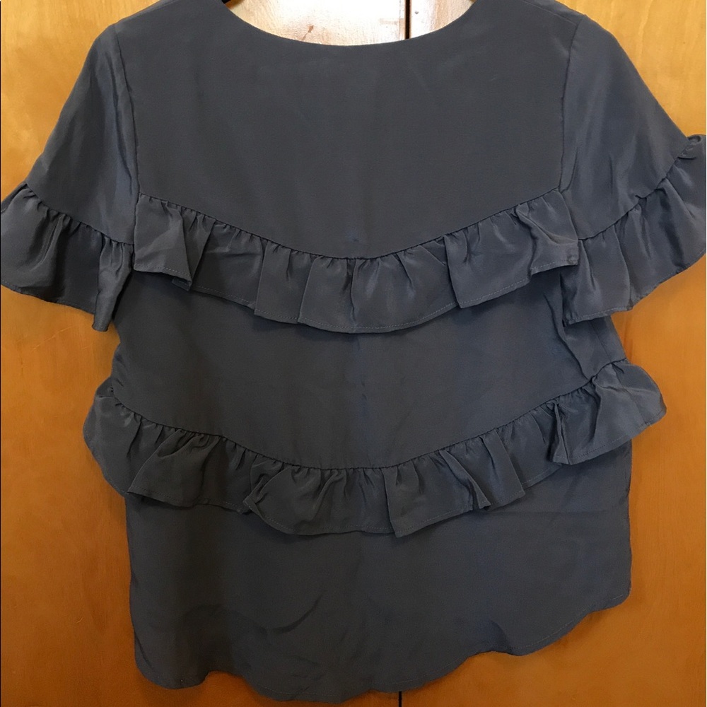 Anthropologie silk ruffled top Brand new