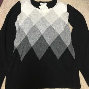NWT Merona Argyle Black and Grey Sweater
