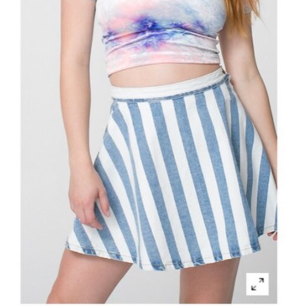 American apparel mini jean stripped skirt nwt
