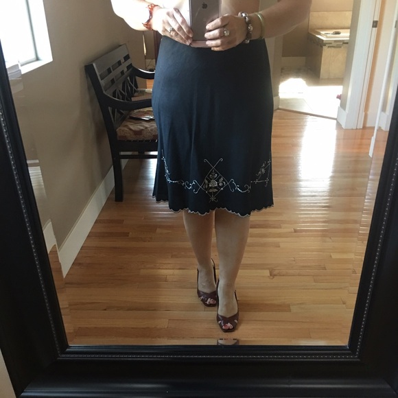 Ann taylor size 10 a-line black embellished skirt - Picture 1 of 4