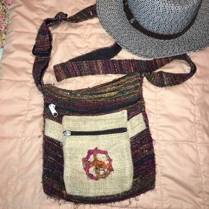 Yak n Yeti Bohemian peace burlap & Corded embroid