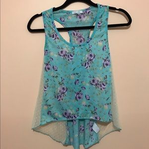 Floral and lace tank top