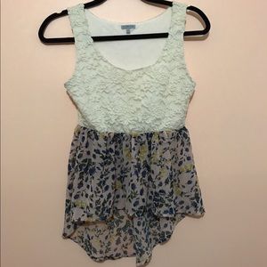 Lace and floral tank top