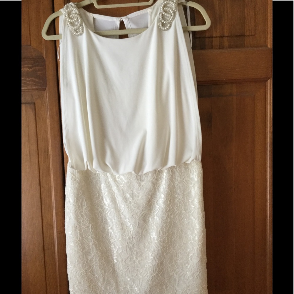 Cream XSCAPE dress by Joanna Chen