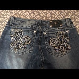 MISS ME jeans boot cut Fleur de Lis